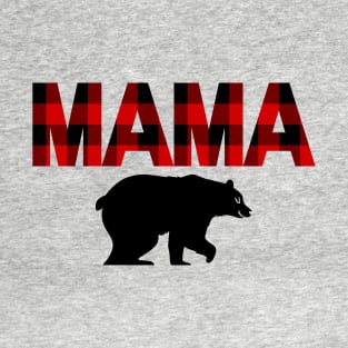 Mama Bear in Buffalo Plaid Pattern T-Shirt